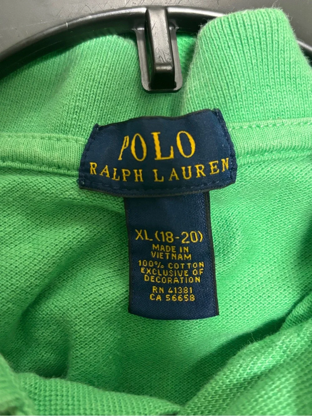 Youth XL 18-20 Ralph Lauren Bright Green Polo with Orange Logo